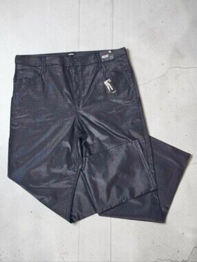EXPRESS | MODERN STRAIGHT SUPER HIGH-RISE SHINED BLACK JEANS NWT!